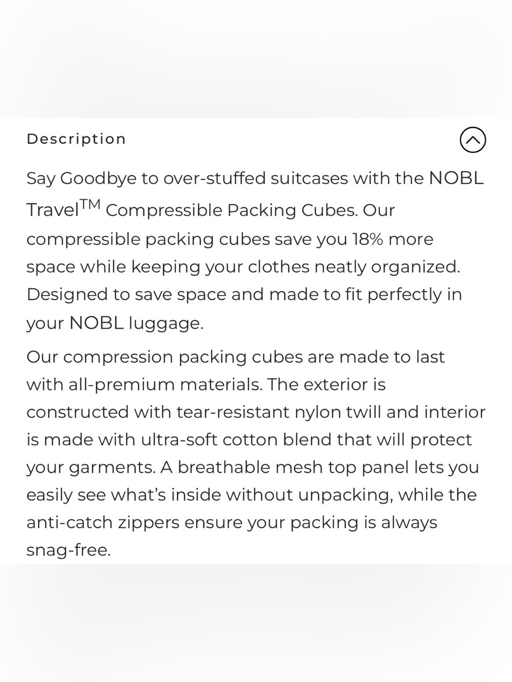 NWOT NOBL 6-Piece White Compressible Packing Cube Set for Travel & Organization - Picture 10 of 11
